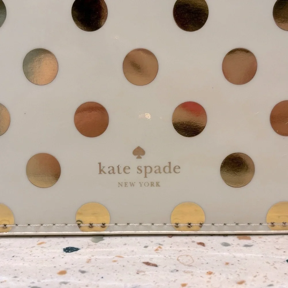 kate spade Gold Polka Dot Zip Pouch Bag‎
